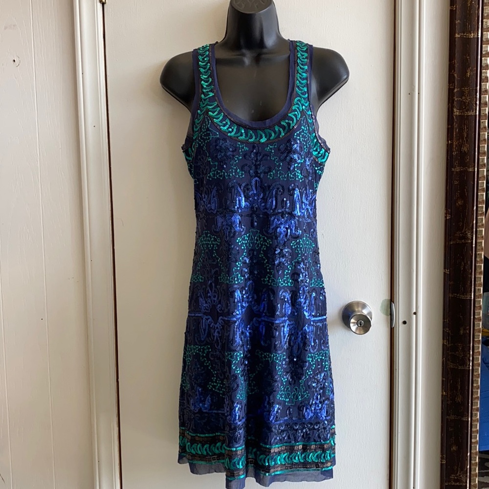 Chelsea & Violet blue and green sequins dress